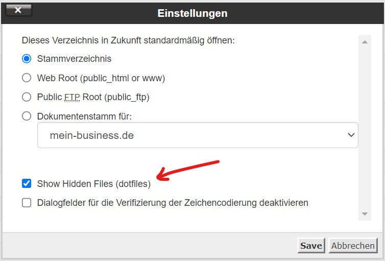 cPanel Dateimanager Dotfiles aktivieren cPanel Dateimanager Dotfiles aktivieren
