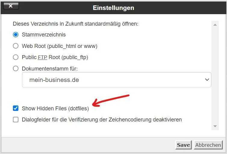 cPanel Dateimanager Dotfiles aktivieren cPanel Dateimanager Dotfiles aktivieren