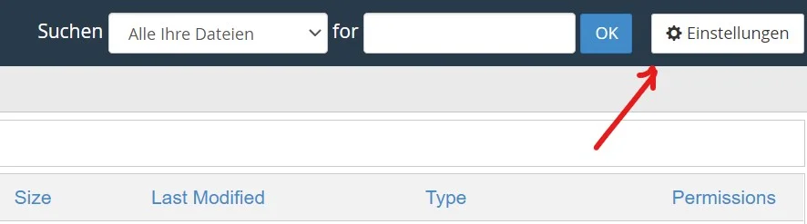 cPanel Dateimanager Einstellungen öffnen cPanel Dateimanager Einstellungen öffnen