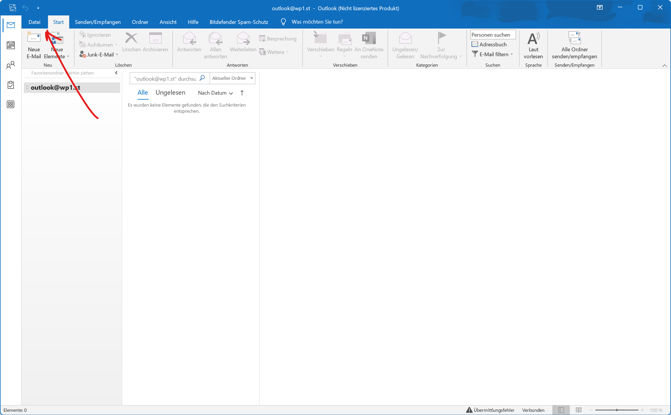 Outlook Datei-Menü auswählen